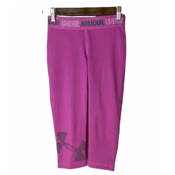 Under Armour Pink & Gray Cropped Logo Athletic Pants XS - Picture 1 of 4